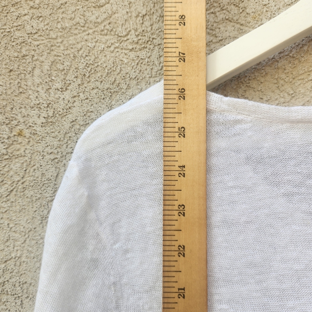 TALBOTS Women's Sweater Medium White 100% Linen Nautical Fringe Summer Beachy - Picture 8 of 10